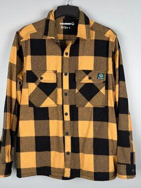 Wolverine Shirt Jacket Mens L Yellow Plaid Shacket Workwear Grunge Cabin Outdoor